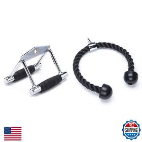 B07kfmnw62 Black Mountain Products Cable Machine Attachment Combo - V Bar And Tricep Rope