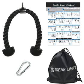 Break Limitz 860000785853 Black Tricep Rope Pull Down And Poster Set 27 Or 36 Inch Heavy Duty Nylon Rop