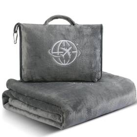 Ft-2in1-grey Fendox Travel 2-in-1 Blanket And Pillow Lightweight Compact Ultra Soft Machi