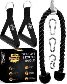 Fitness Invention 860002115115 Tricep Rope Cable Attachment 35 Inch Pull Down