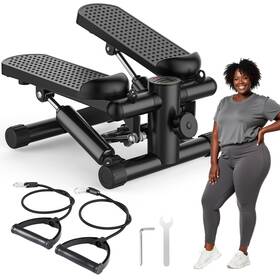 Dnol-tbj-j01-v2-bk Olixis Stepper Machine With Resistance Bands - Mini Stair For Home Ex