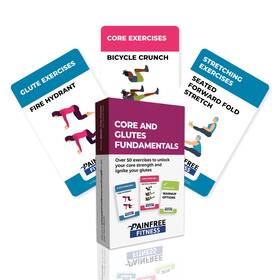 B0d2brbbtv Pain-free Fitness Ultimate Core And Glutes Workout Card Deck 50 No-equipment Exercises 3x5 Inch