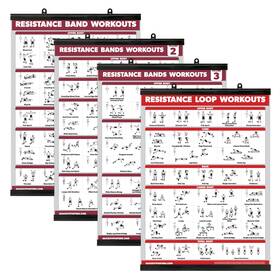 B0d8h2hrfj Palace Learning 4 Pack Resistance Bands Exercise Posters Vol 1 2 3 Fitness Chart