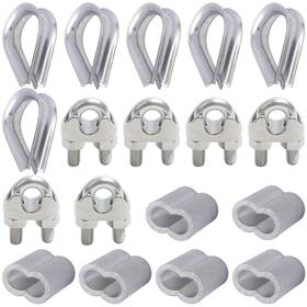 Quweiz 702291934292 18pcs M6 Wire Rope Accessory Set 304 Stainless Steel Cable Clip Cl