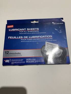 04267 Staples Shredder Lubricant Lubricating Sheets 14