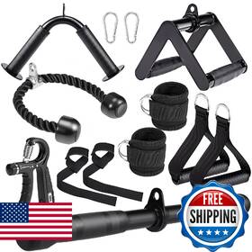 B0fbkfb4qx Yorwhin 10-in-1 Cable Machine Attachments Set For Gym - Includes Tricep Rope V-bar Str