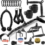 Wnoey 21 Pcs Cable Attachments Gym Set Wide Grip Lat Pull Down Bar Tricep. Fixed Price $208.58.
