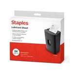 Staples Shredder Lubricant Lubricating Sheets, Reduces Friction 24/PK, White. Fixed Price $20.90.