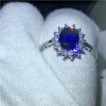 Ring: Blue Sapphire-lab Created 10K White Gold Filled Over Copper Size 8 1/4 New. Fixed Price $29.99.