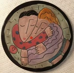1980S Art Pottery Platter Hunt Keiser Sandra Magsamen Couple Display Plate 11". Fixed Price $39.00.