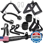 10-IN-1 Cable Machine Attachments Set For Gym Includes Tricep Rope, V-bar,. Fixed Price $89.02.