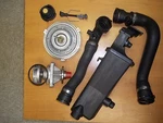 Bmw E46 Water Pump Fan Clutch Coolant Tank Upper Lower Radiator Hose Kit Set. Fixed Price $134.99.