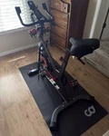 Schwinn Upright Exercise Bike Heart Rate Monitor Dumbbells Black Red. Fixed Price $450.00.