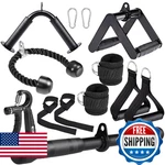 10-IN-1 Cable Machine Attachments Set For Gym Includes Tricep Rope, V-bar,. Fixed Price $90.21.