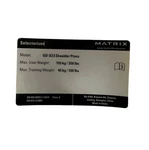 Matrix Fitness GO-S23 Shoulder Press Strength System English Label 1000446327. Fixed Price $11.99.