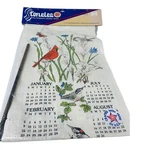 Stonelea Stevens Linen 1992 Bird Calendar Tea Towel W/ Dowel New Package 8"X27". Fixed Price $14.99.