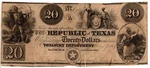 Republic Of Texas 1840 $20 Criswell A6, Plate A, NO.672 Redback. Fixed Price $990.00.
