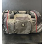 Ful Rolling Duffel Bag Grey Black Red Accents Telescoping Handle Luggage Travel. Fixed Price $37.99.