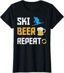Funny Beer Repeat Skiing & Skiers Drinking Ladies' Crewneck T-shirt. Fixed Price $18.99.