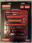 Icon (RSXFT-52) 1/4 In. Drive Compact Socket & Bit Set, 52-PCS, New Free Ship. Fixed Price $64.99.