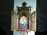Antique CMID-C1800'S Hand Carved Walnut Frame-religious Icon Madonna & Child. Fixed Price $650.00.