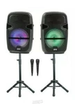 QFX-8" True Wireless Speaker Set Remote Control 30 Watts Microphone Black Pair. Fixed Price $119.99.