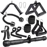 10-IN-1 Cable Machine Attachments Set For Gym Includes Tricep Rope, V-bar,. Fixed Price $74.57.