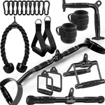 Wnoey 21 Pcs Cable Machine Attachments Lat Pull Down Bar Tricep Black. Fixed Price $209.99.